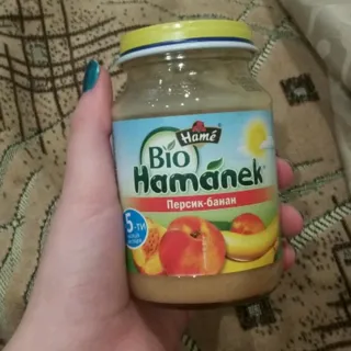 Khamanek Hame Fruit Puree Peach-Banana for Children from 5 Months Glass Jar 190g — photo 4
