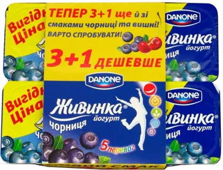 Danone Zhyvynka Blueberry Yogurt 1.5% 115g x 4 — photo 2