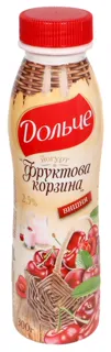 Dolce Fruit Basket Yogurt Cherry 300g 2.5% Bottle — photo 2