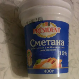President Sour Cream 15% 400g cup — photo 3
