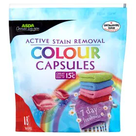 Капсули Asda для прання кольорових речей Активне видалення плям 18 шт