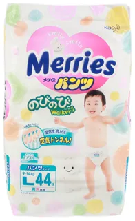 Merries L-size diapers for children 9-14kg 44pcs — photo 2