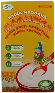 Malyshka Baby Milk Porridge Rice Corn Oats Buckwheat Dry From 5 Months 250g — photo 3