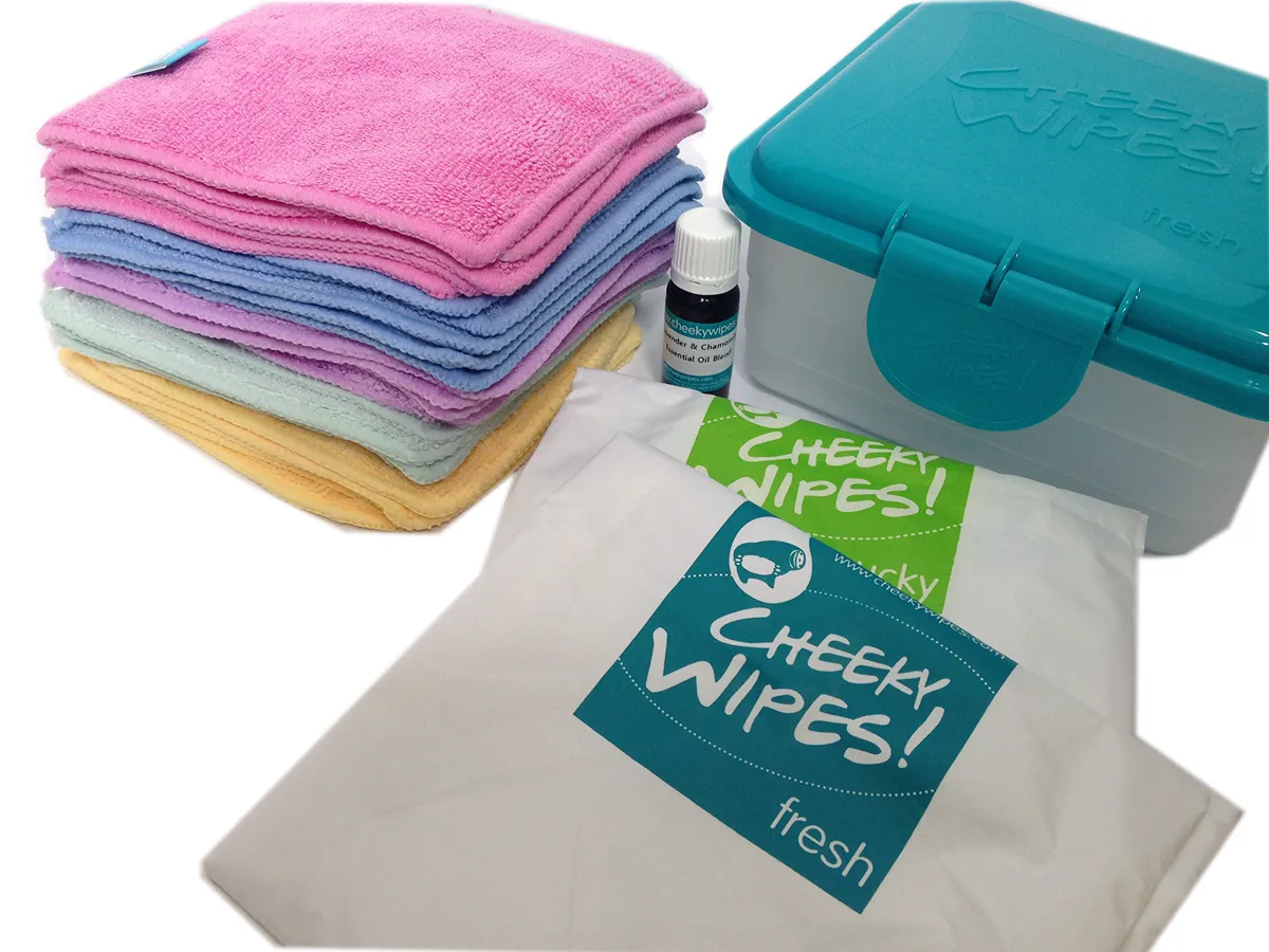 Cheeky Wipes Washable Fabric Baby Wet Wipes Hands & Face Set