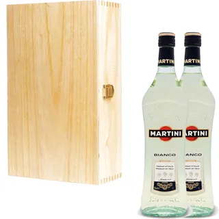 2x Martini Bianco Dry Vermouth in Tung Wood Gift Box with Handle Gifts2Drink — photo 4