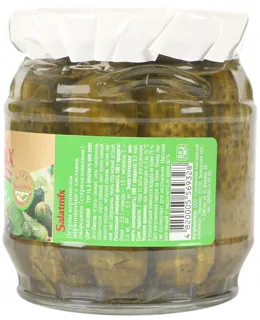 SalatMix Pickled Gherkin Cucumbers 360g glass with currant leaves — photo 3