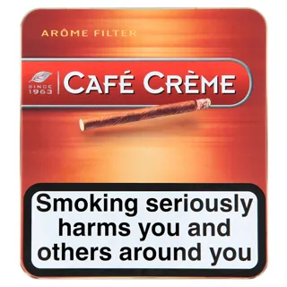 Cigarette Set: Matches + Cigarillo (Cigar) TM Cafe Creme - Hard Filter. Tin. 10 pcs/pack — photo 3