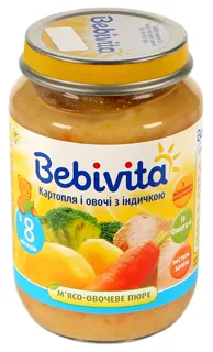 Bebivita Potato and Vegetables Puree with Turkey from 8 Months Glass Jar 190g — photo 3