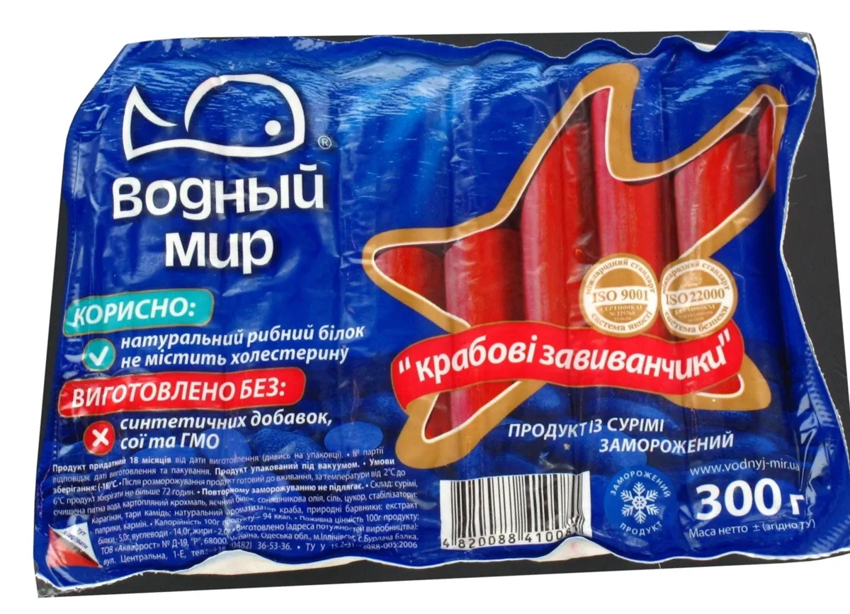 Vodnyi Mir Frozen Crab Rolls 300g