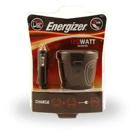 Energizer 120W Inverter Cup 1 AC Outlet and Twin USB Ports