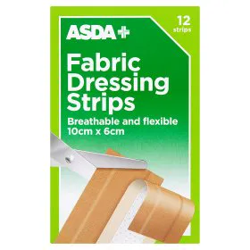 ASDA Plaster Cloth Strips 10 cm x 6 cm 12 Pack