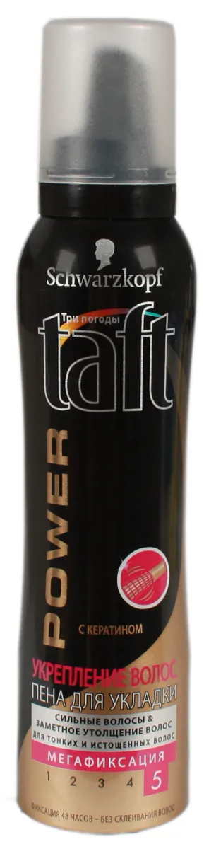 Піна для волосся Power з кератином 150 мл Taft