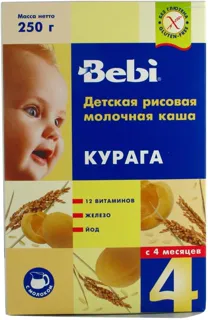 Каша дитяча Bebi Курага рисова молочна суха швидкорозчинна 250г — фото 2