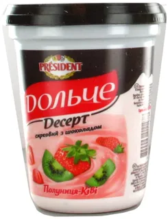 President Dolce Curd Dessert Strawberry-Kiwi with Chocolate 4% 400g — photo 2