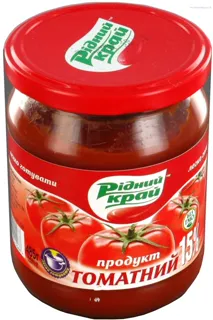 Ridnyi Krai Tomato paste 15% 450g glass jar — photo 2