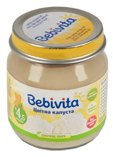 Bebivita Cauliflower Puree from 4.5 months glass jar 100g — photo 3