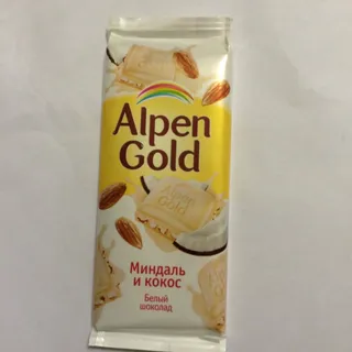 Шоколад білий Alpen Gold з мигдалем і кокосовою стружкою 90г — фото 8