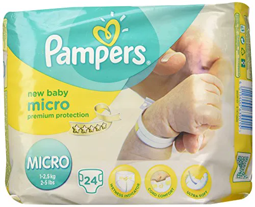 Pampers New Baby Size 0 (1-2.5 kg) - Pack of 24 diapers