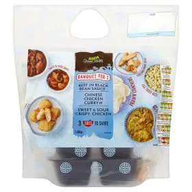 ASDA Feast for 2 Beef in Black Bean, Chicken Curry, Sweet & Sour Chicken