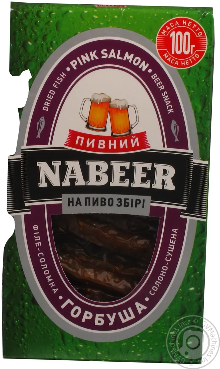 Горбуша Nabeer філе соломка соленосушеная картонна коробка 100г