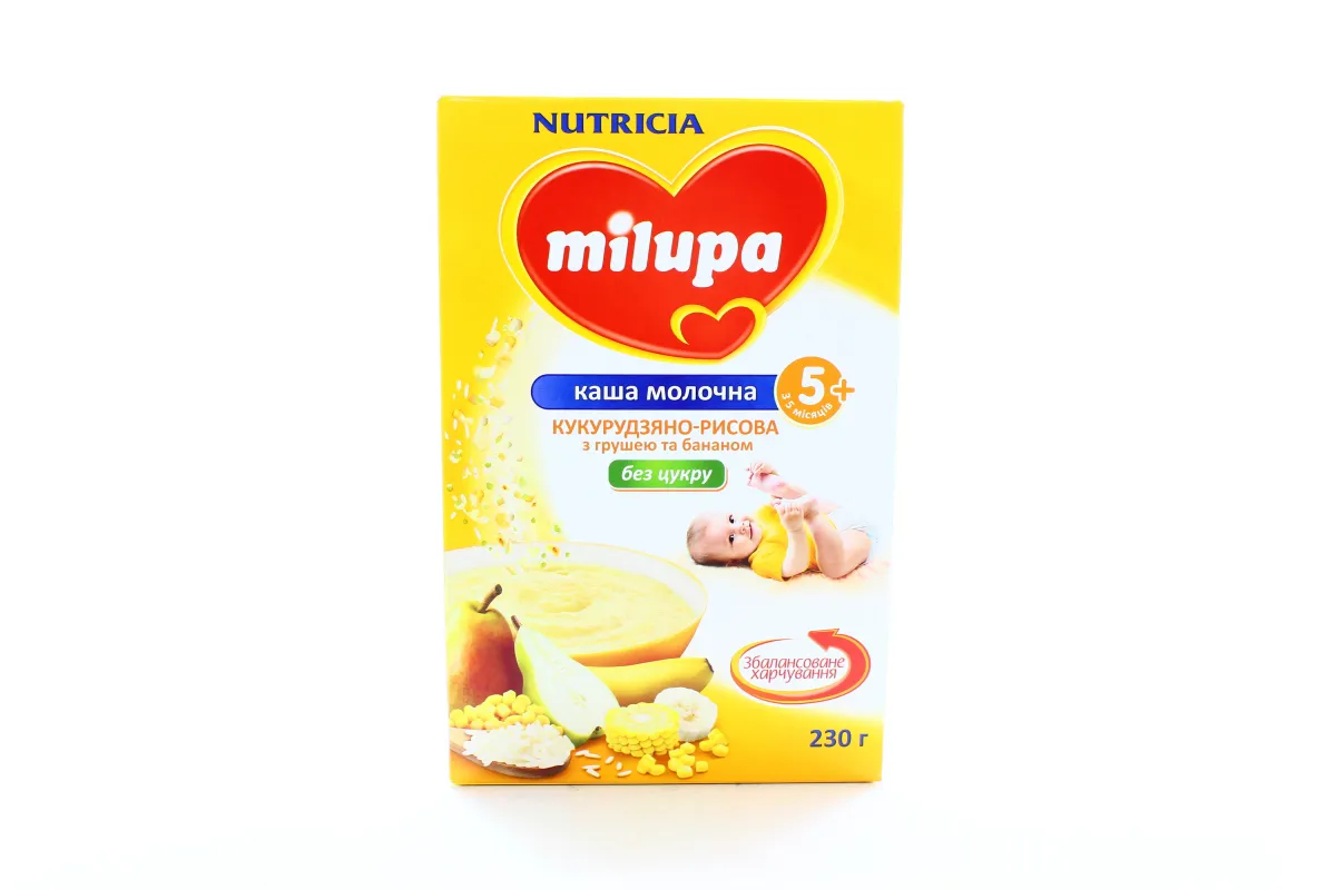 Milupa milk corn-rice porridge with pear and banana 230g