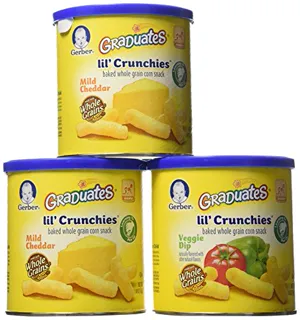 Gerber Lil 'Crunchies Whole Grain Baked Snack 3 Value Pack Soft Cheddar and Veggie Dip - 3 Canisters — photo 2
