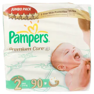 Unisex Baby Diapers Premium Care N2 Mini 3-6kg Carton Pack 90pcs — photo 2