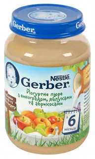 Gerber Fruit-Yogurt Puree Grape-Apple-Apricot Sugar-Free with Vitamin C for Children from 6 Months Glass Jar 190g — photo 4