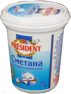 President Sour Cream 15% Plastic Cup 400g — photo 2