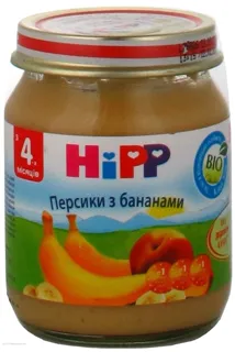 Пюре Hipp Банани з персиками без цукру для дітей від 4 місяців, скляна банка 125г — фото 5