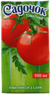 Sadochok Tomato Juice with Salt, Sterilized, Reconstituted, 500ml Tetra Pak — photo 3