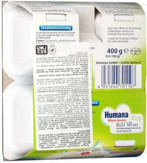Продукт кисломолочний Humana з яблуком і чорницею для дітей від 6 місяців 4×100г — фото 3