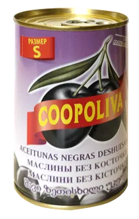 Coopoliva black pitted olives tin 350g — photo 2