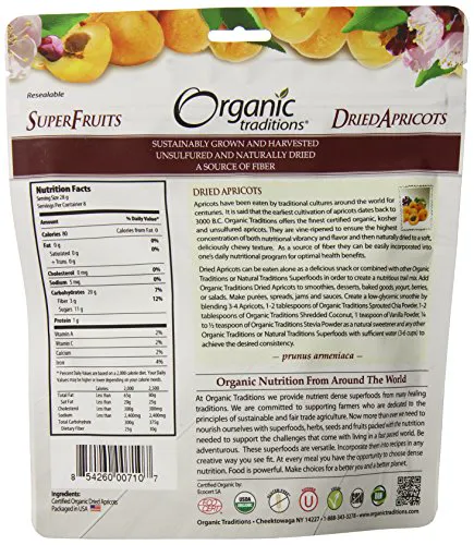 Organic Traditions сушені органічні абрикоси, 8 унцій