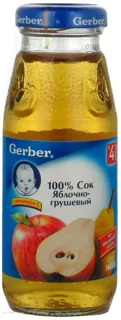 Gerber apple and pear juice pasteurized no sugar with vitamin C from 4 months 175ml glass jar — photo 3