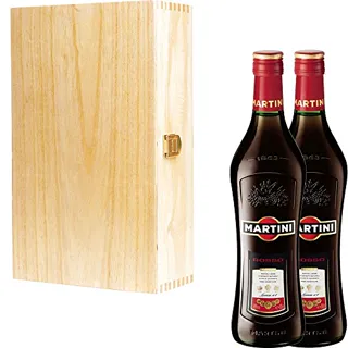 2 x Martini Rosso Sweet Vermouth in Tung Wood Gift Box with Handmade Gifts2Drink — photo 2