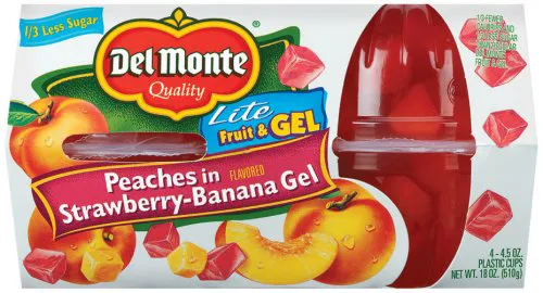 Del Monte Diced Peaches in Light Strawberry Banana Gel 18 oz Fruit Cups (6 Pack)