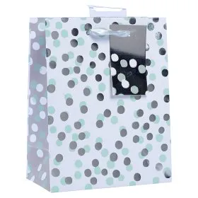 ASDA Silver and White Spots Gift Bag
