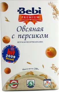 Каша Bebi Premium Вівсяна з персиком молочна, 250 г — фото 3
