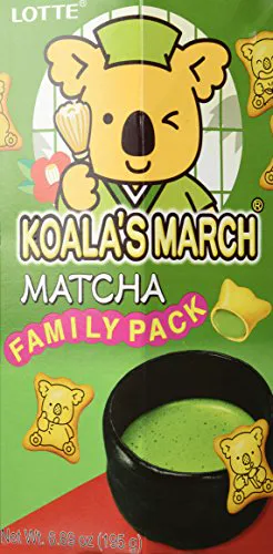 March Green Tea Matcha Creme Filled Cookies Lotte Family Pack Koala (6.89oz / 195g)