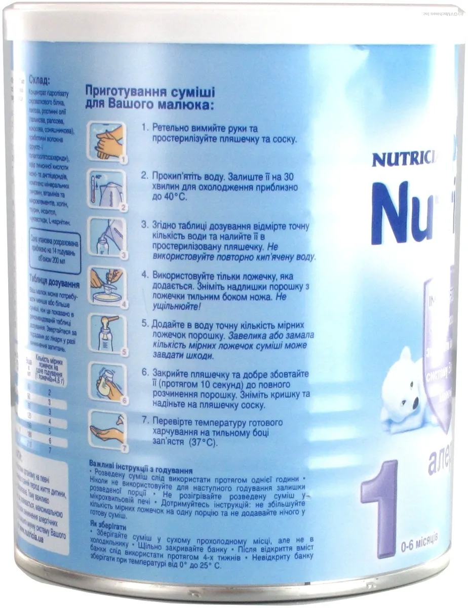 Суміш молочна Nutrylon 1 гіпоалергенна суха для дітей 0-6 місяців 400 г