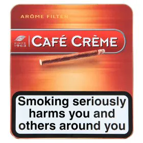 Cigarette Set: Matches + Cigarillo (Cigar) TM Cafe Creme - Hard Filter. Tin. 10 pcs/pack — photo 2