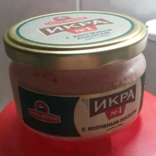 Santa Bremor delicacy capelin roe with smoked salmon glass jar 180g — photo 6