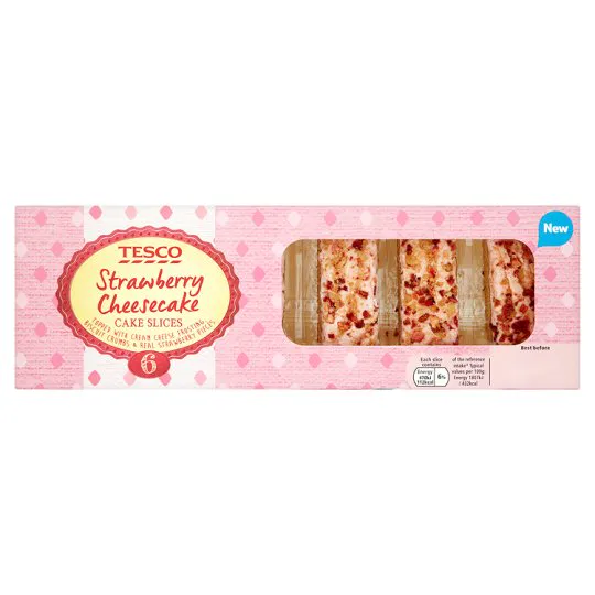 Tesco 6 полуничних шматочків чізкейку