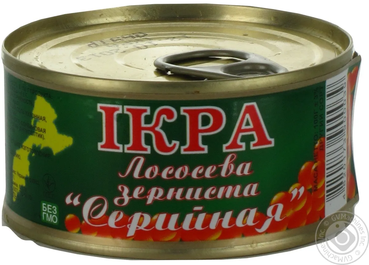 Ікра лососева Шельф серійна зерниста жерстяна банка з ключем 100г