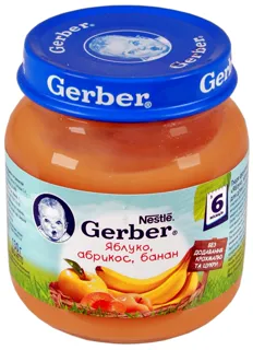 Gerber Apple-Apricot-Banana Fruit Puree without Starch and Sugar for Children from 6 Months Glass Jar 130g — photo 4
