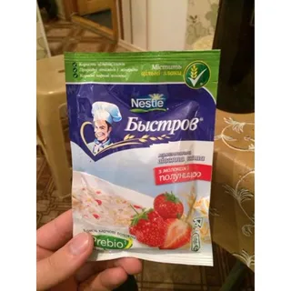 Nestle Bystrov Oatmeal with Milk and Strawberry 45g Poland — photo 4