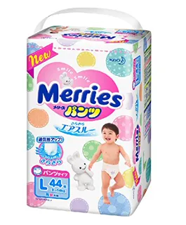 Merries L-size diapers for children 9-14kg 44pcs — photo 7