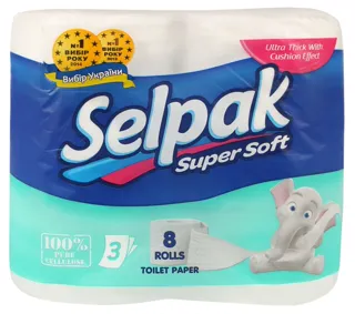 White 3-Ply Toilet Paper 8pcs/pack — photo 6