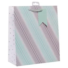 ASDA Blue and Silver Diagonal Stripe Large Gift Bag
